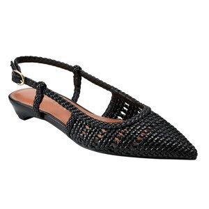 Marc Fisher Kelysa Black Woven Slingback Flats